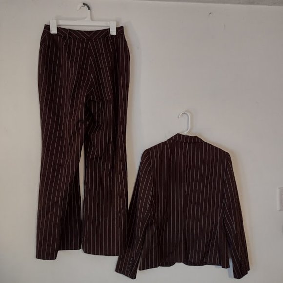 Brown Pinstripe Women's Suit - Picture 2 of 4